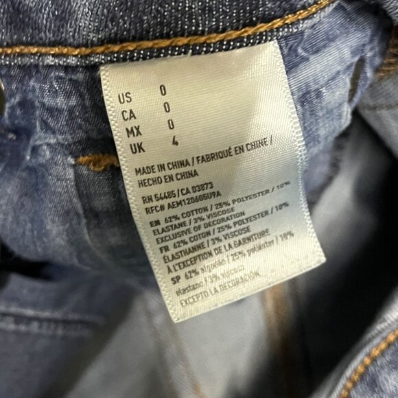 American Eagle Hi Rise Shortie Distressed Jean Shorts Size 0 Next Level Stretch - Picture 4 of 7